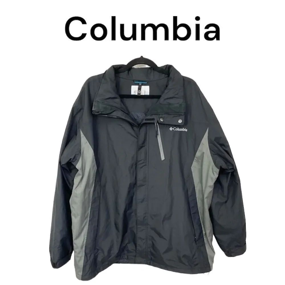 Columbia Black & Gray Waterproof Full-Zip Jacket w/ Hood Size XL